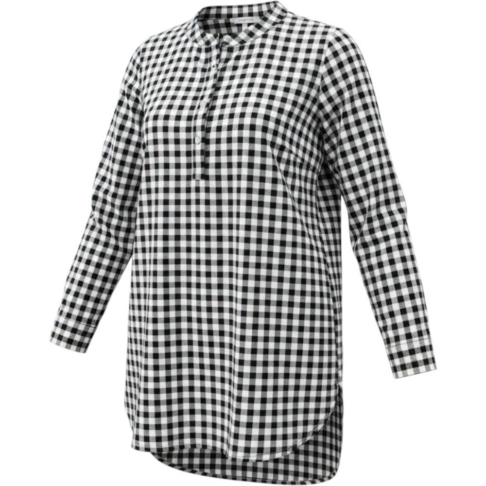 Blouse Talbots Black White Gingham Cotton Spandex Long Sleeve Button Up M L